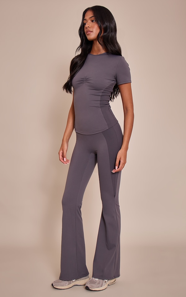 Tall Charcoal Sculpt Rib Panel Yoga Flares