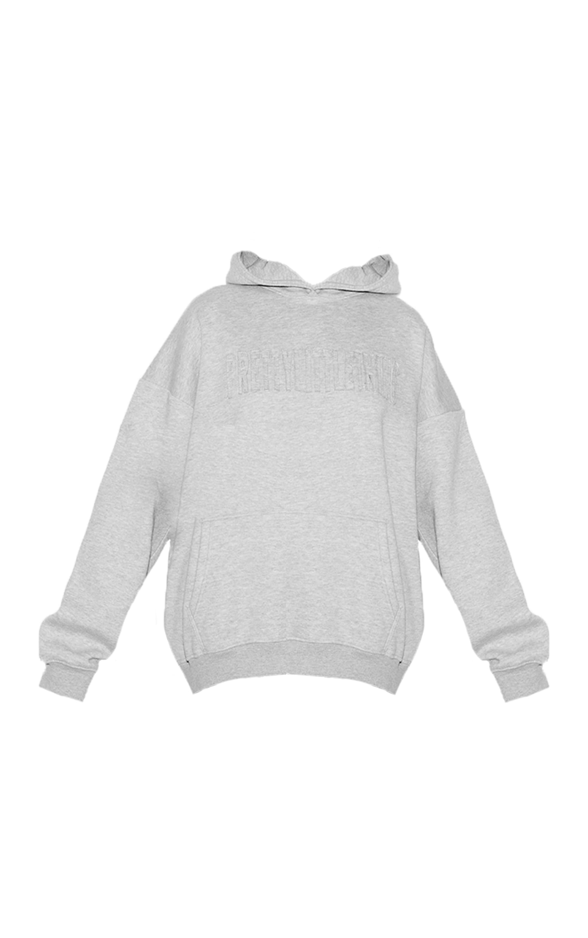 PRETTYLITTLETHING Grey Marl Applique Oversized Hoodie image 5