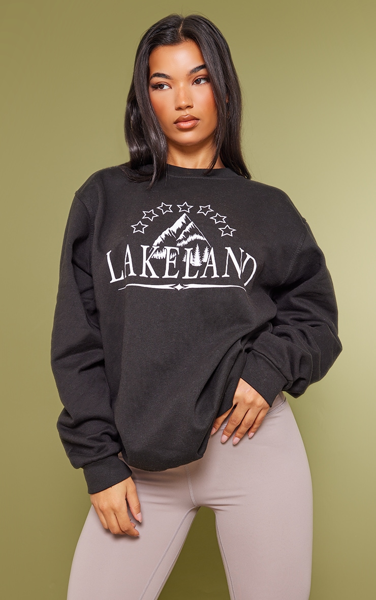 Black Lakeland Print Sweatshirt image 1