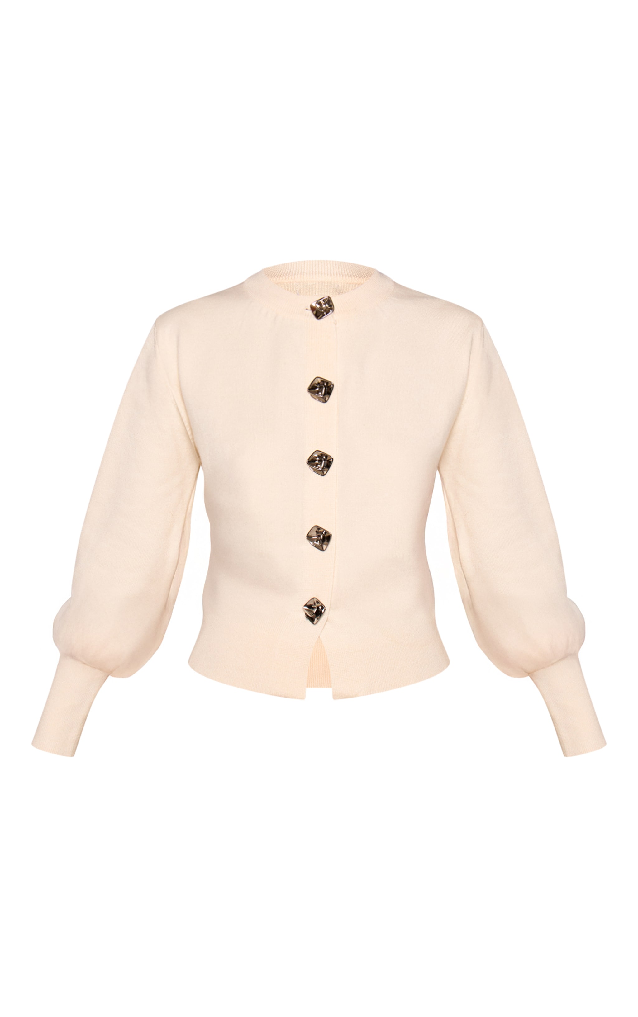 Petite Cream Button Trim Detail Knitted Cardigan image 5