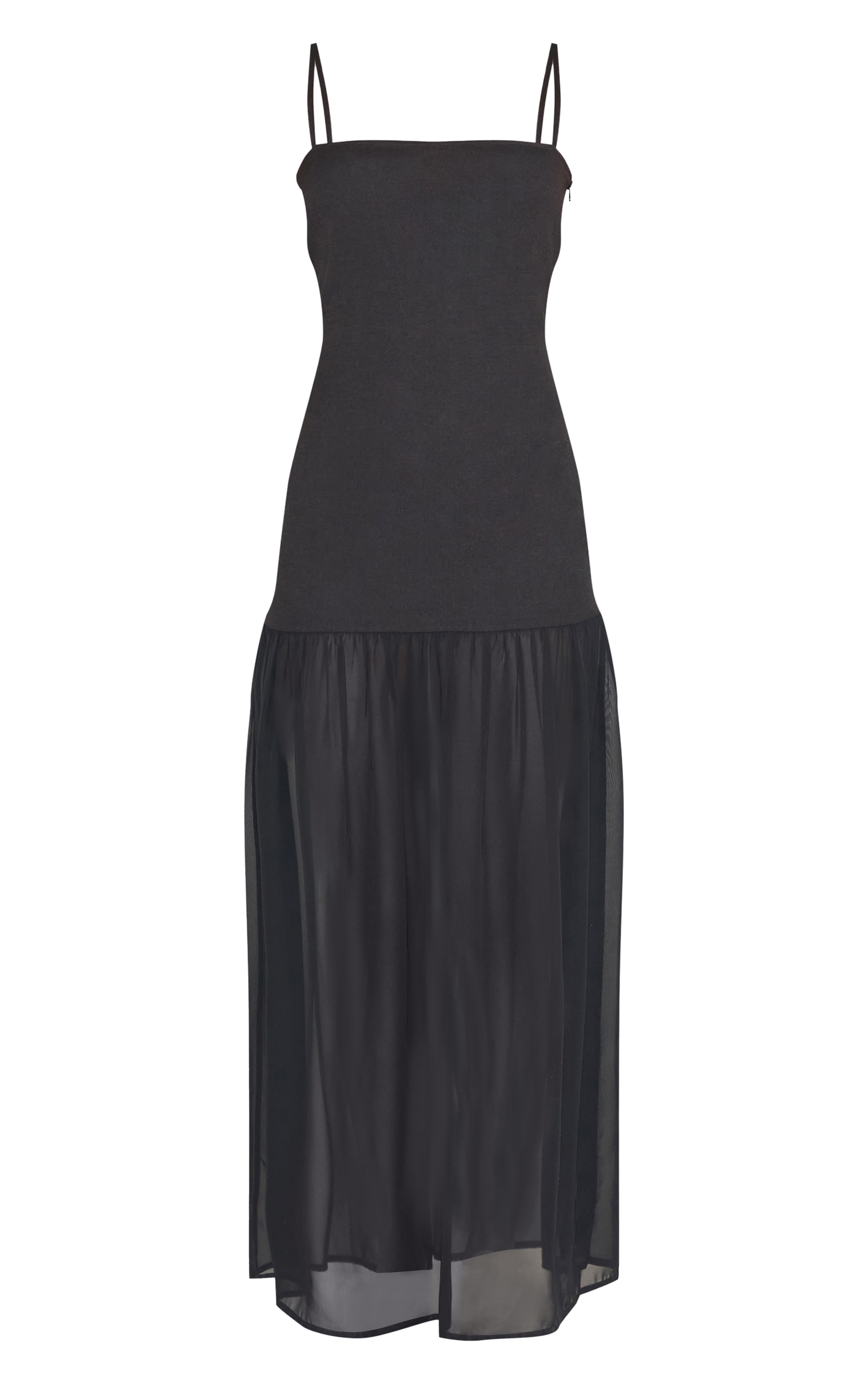 Black Linen Look Strappy Dropped Waist Maxi Dress image 5