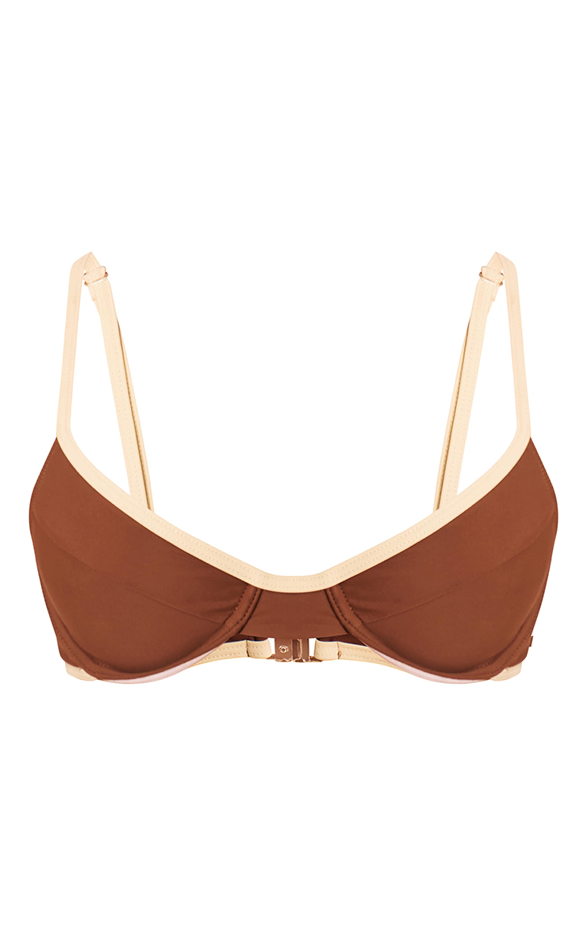 Chocolate Contrast Binding Underwired Bikini Top image 1
