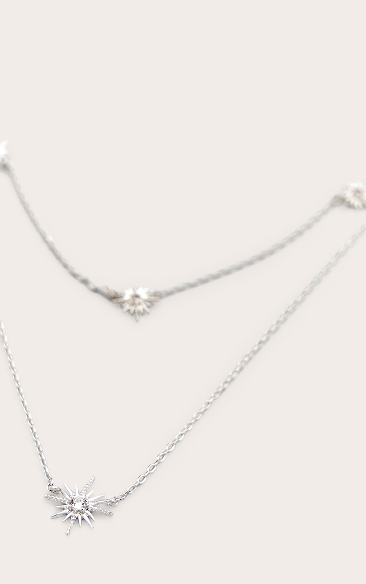 Real Silver Plated Star Diamante Necklace image 2