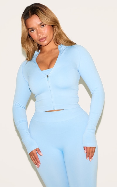 Shape Sky Blue Seamless Active Zip Through Jacket