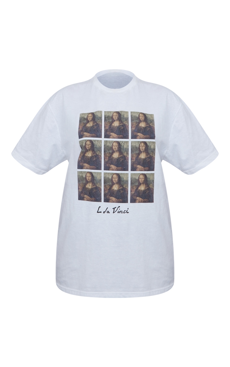 White Mona Lisa Multi Print Tshirt image 5