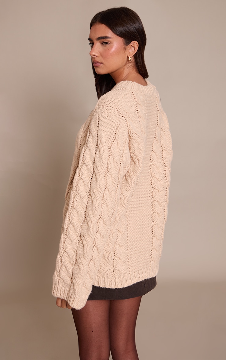 Oatmeal Cable Knit Jumper image 2