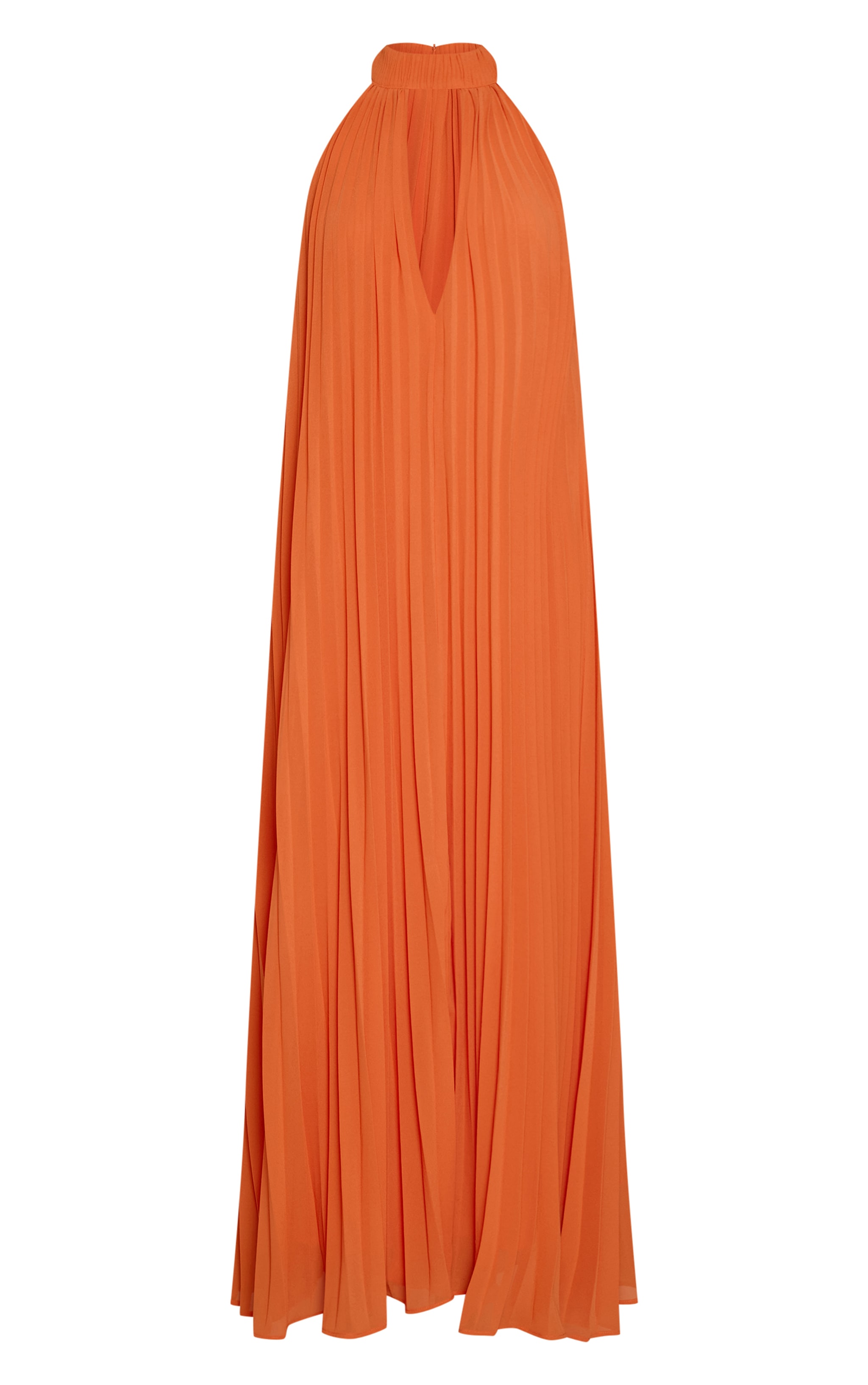 Orange Plisse High Neck Maxi Dress image 5