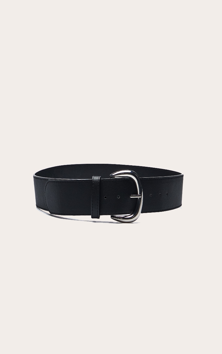 Black Chunky Silver Oval Ring Belt image 2