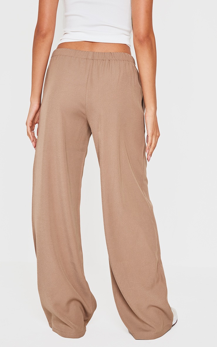 Taupe Premium Woven Drawstring Waistband Low Rise Pants image 2