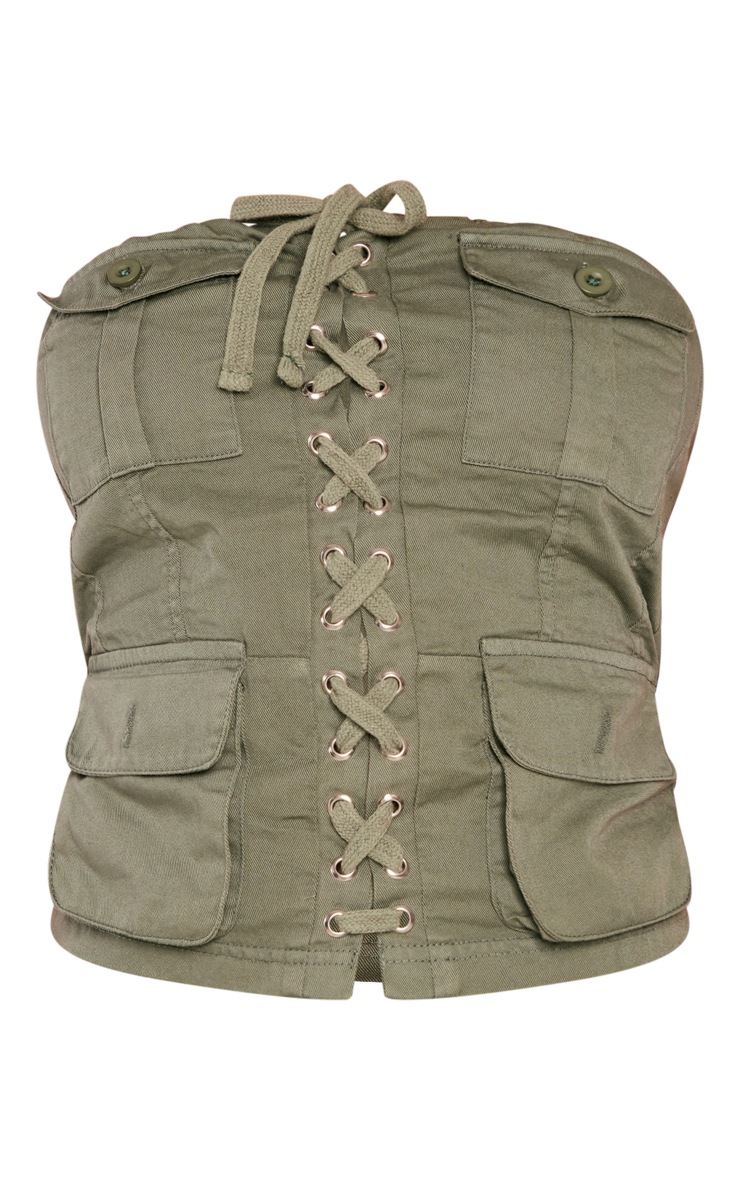 Khaki Cargo Lace Up Corset Top image 5