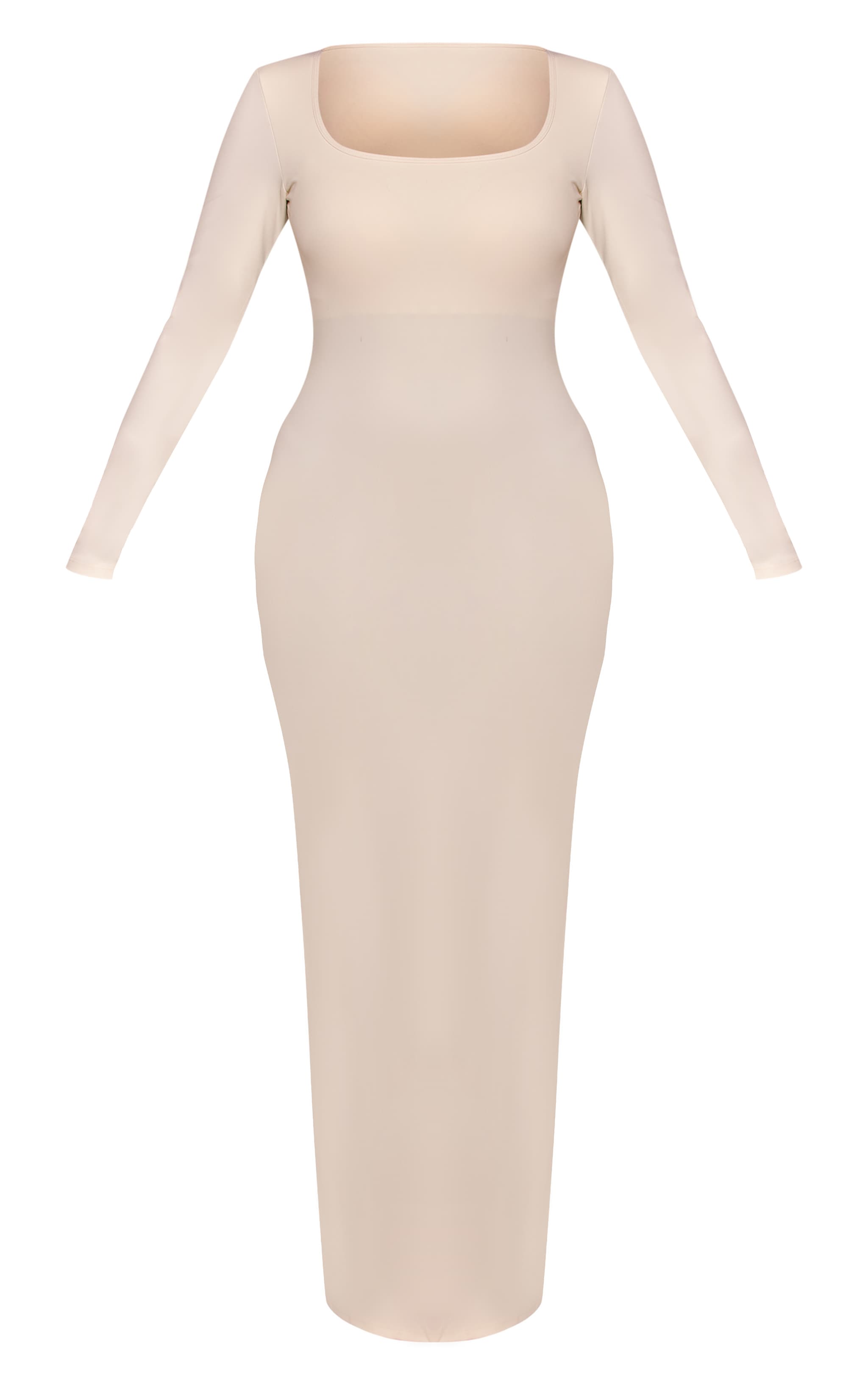 Shape Cream Built In Bra Sculpt Long Sleeve Square Neck Maxi Dress image 5