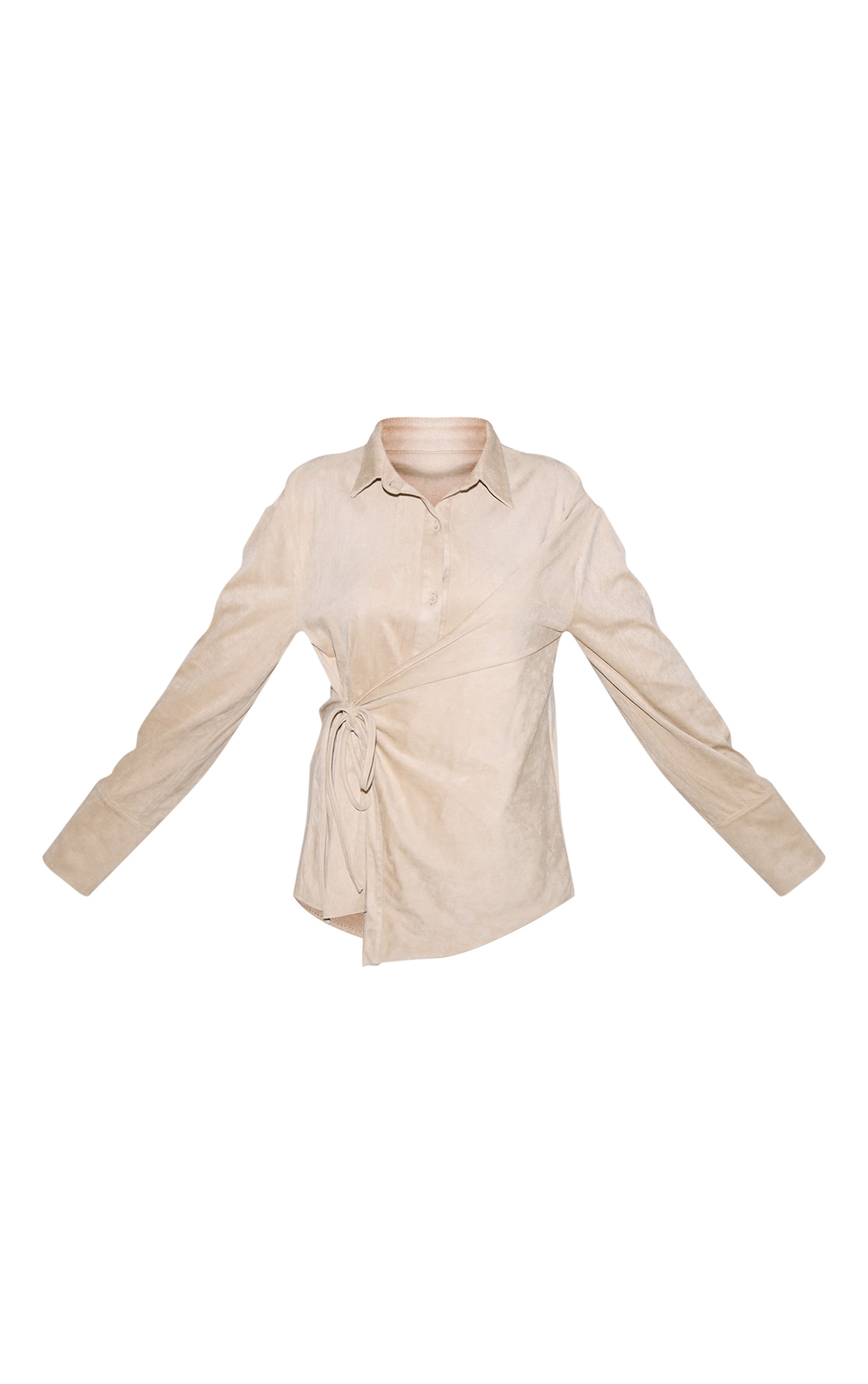 Chemise cache-coeur en suédine gris pierre image 5