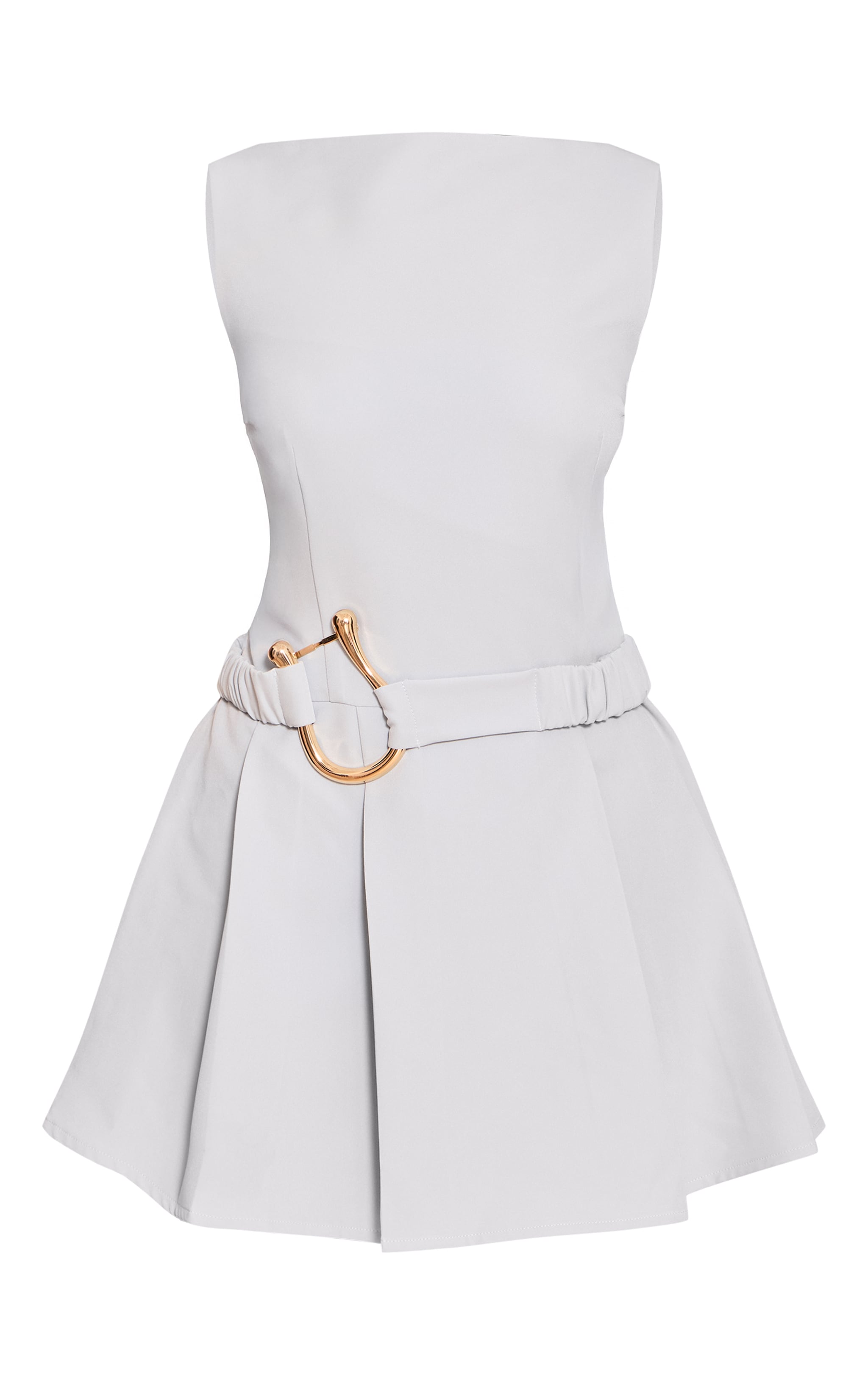 Dusty Blue Woven Belt Detail Pleated Shift Dress image 5