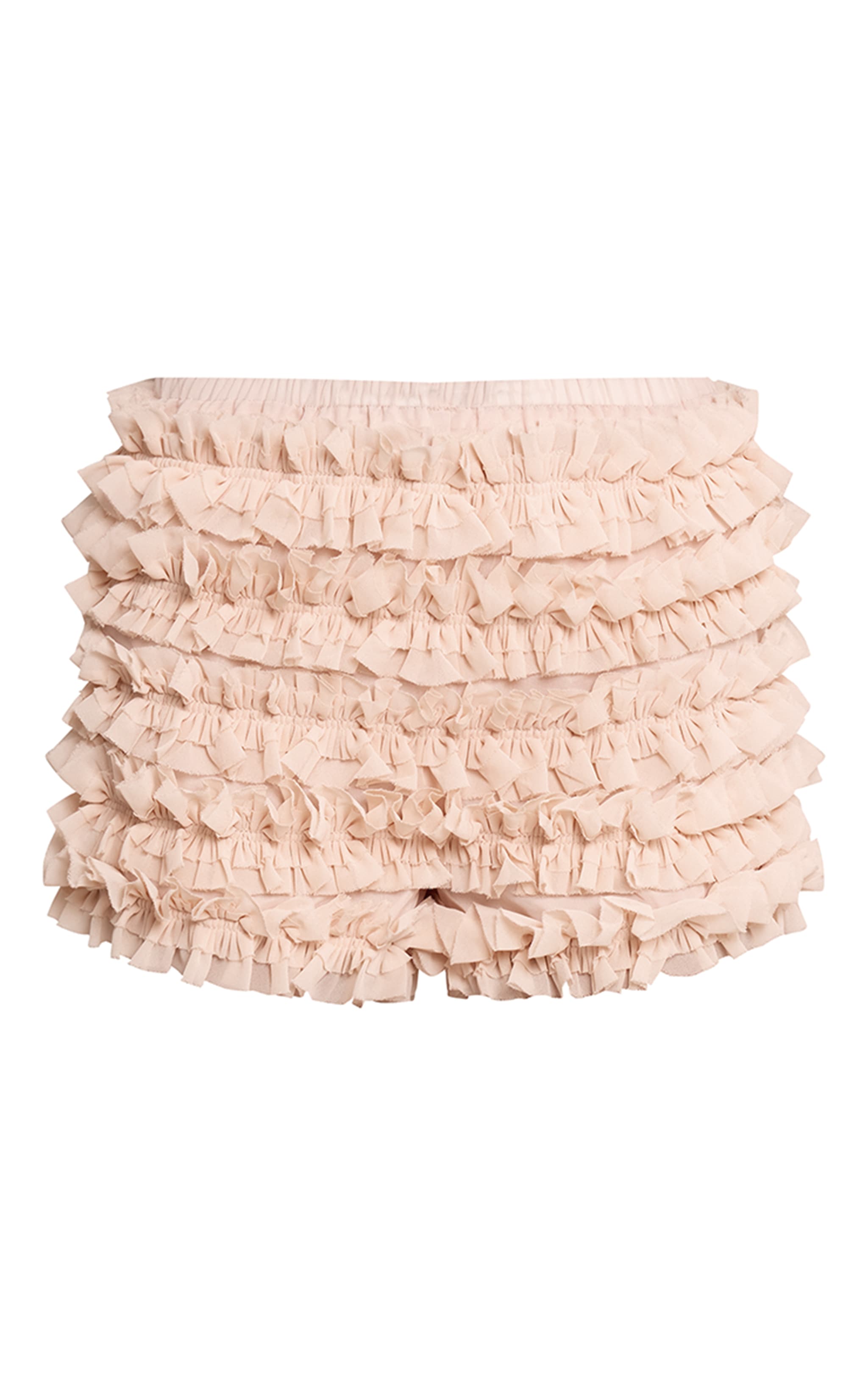Short culotte bouffant en mousseline de soie beige image 6