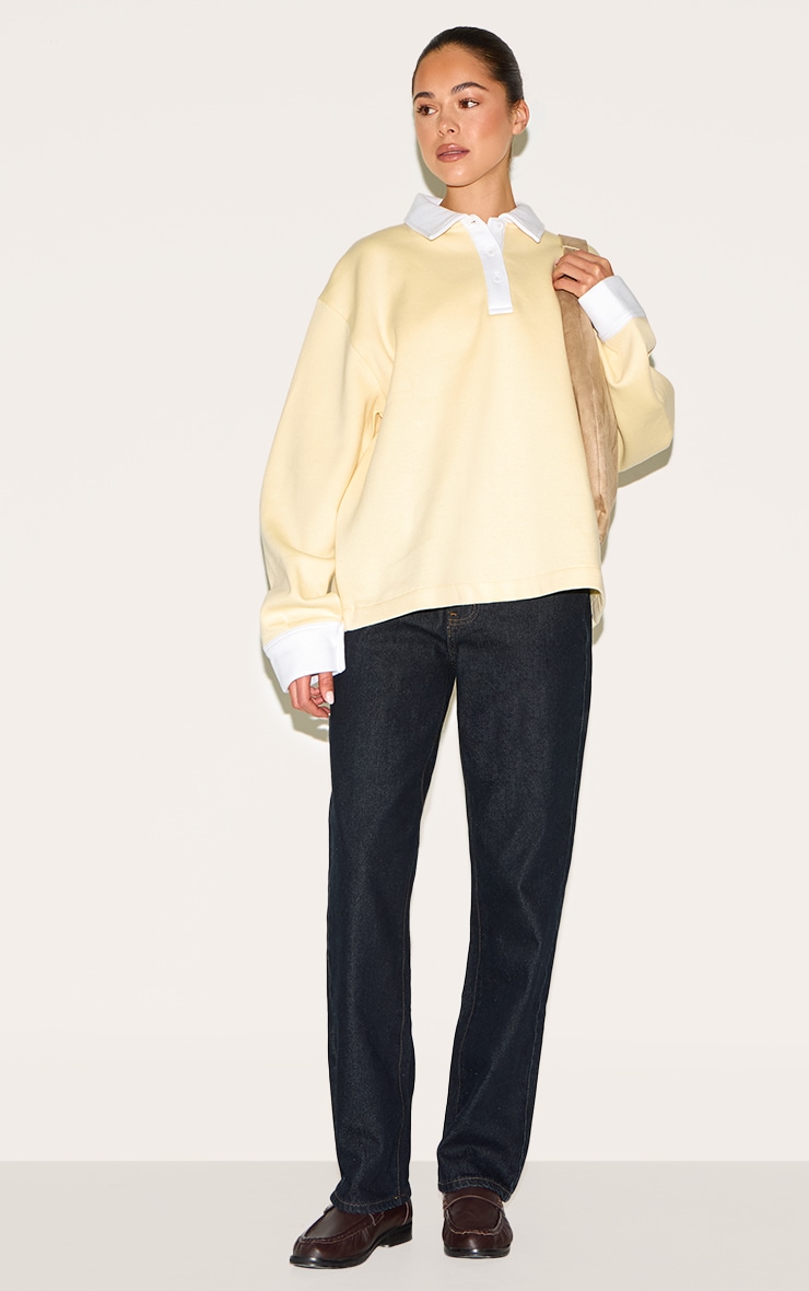 Butter Yellow Oversized Polo Sweatshirt image 3