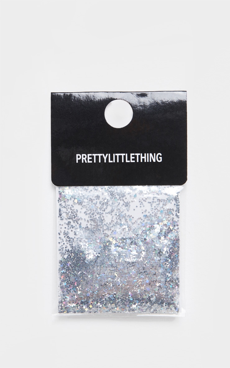 PRETTYLITTLETHING Chunky Silver Cosmic Glitter image 2