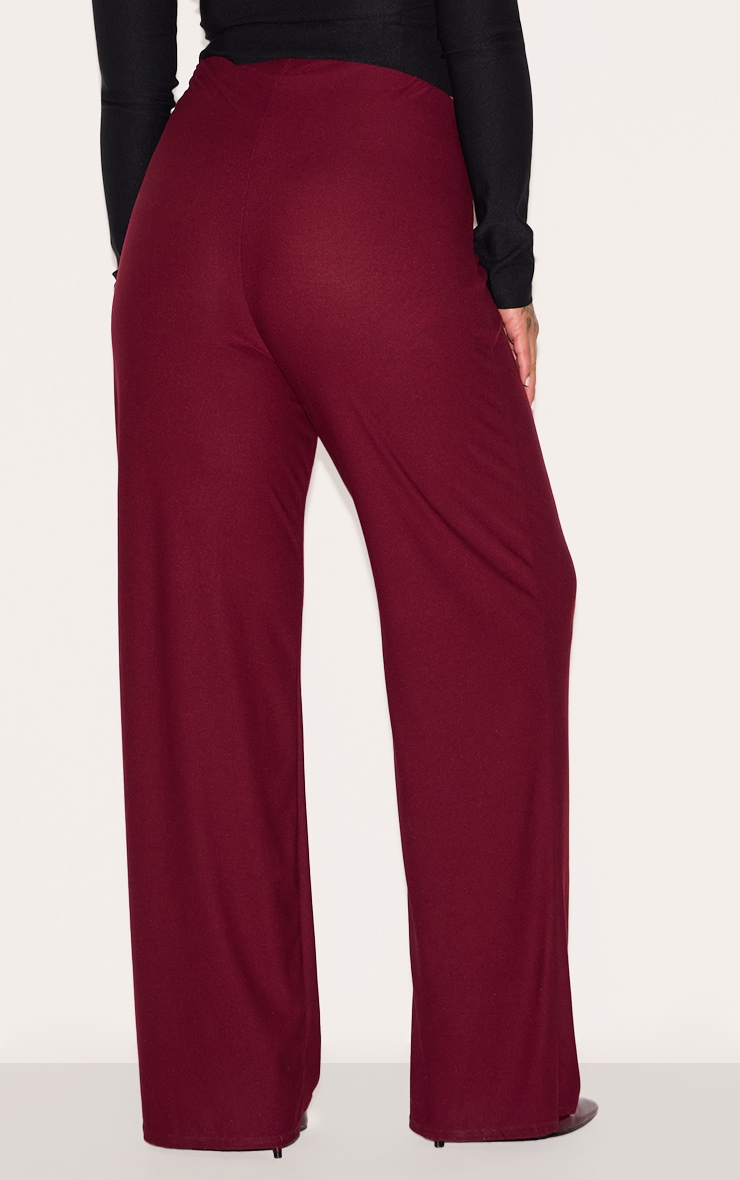 Plus Burgundy Soft Touch Straight Leg Pants image 3