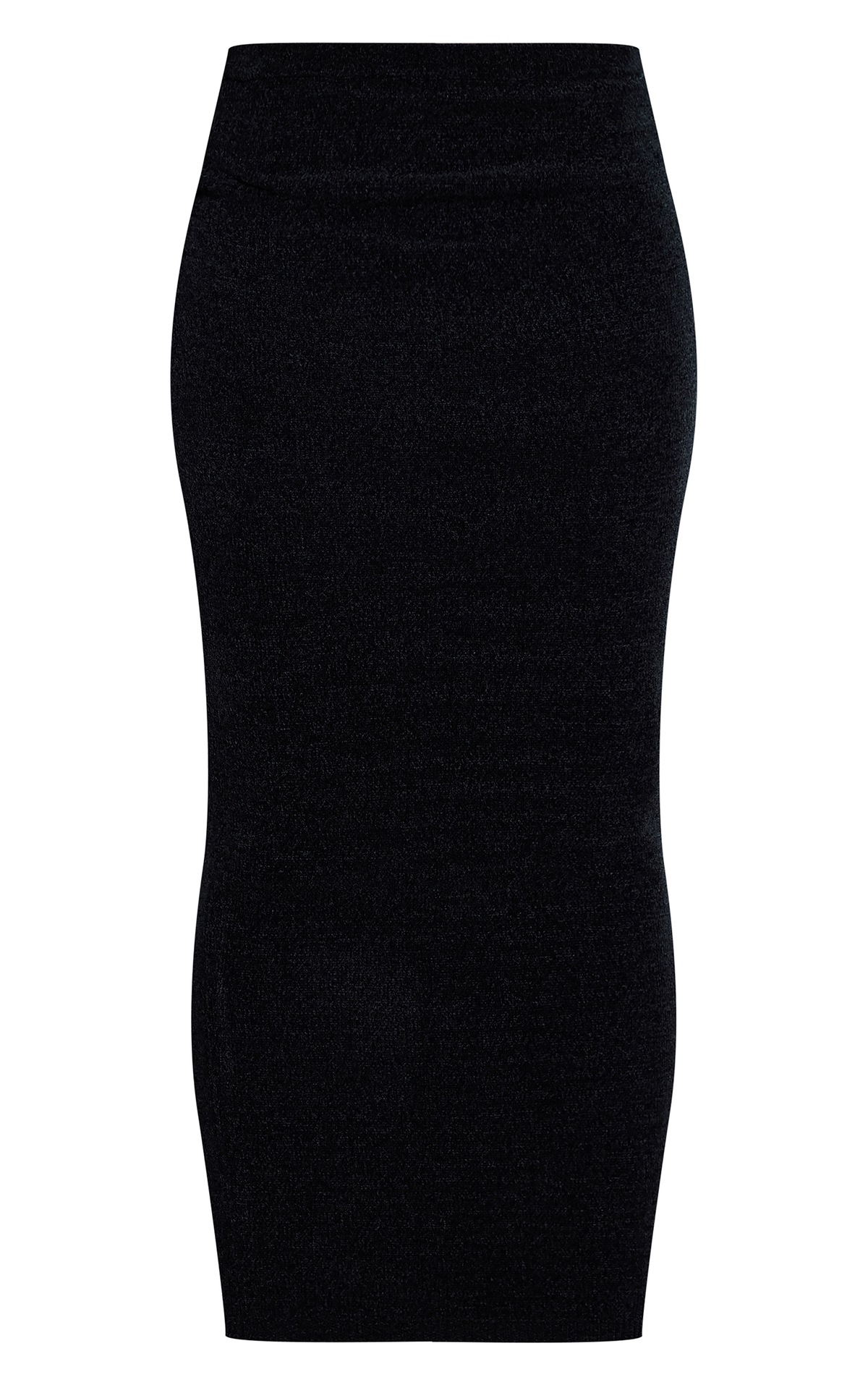Black Soft Textured Knit Maxi Skirt Knitwear PLT