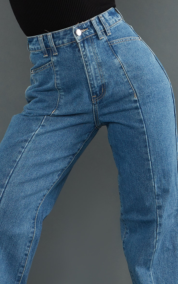 Vintage Wash Seam Front Wide Leg Jeans image 4