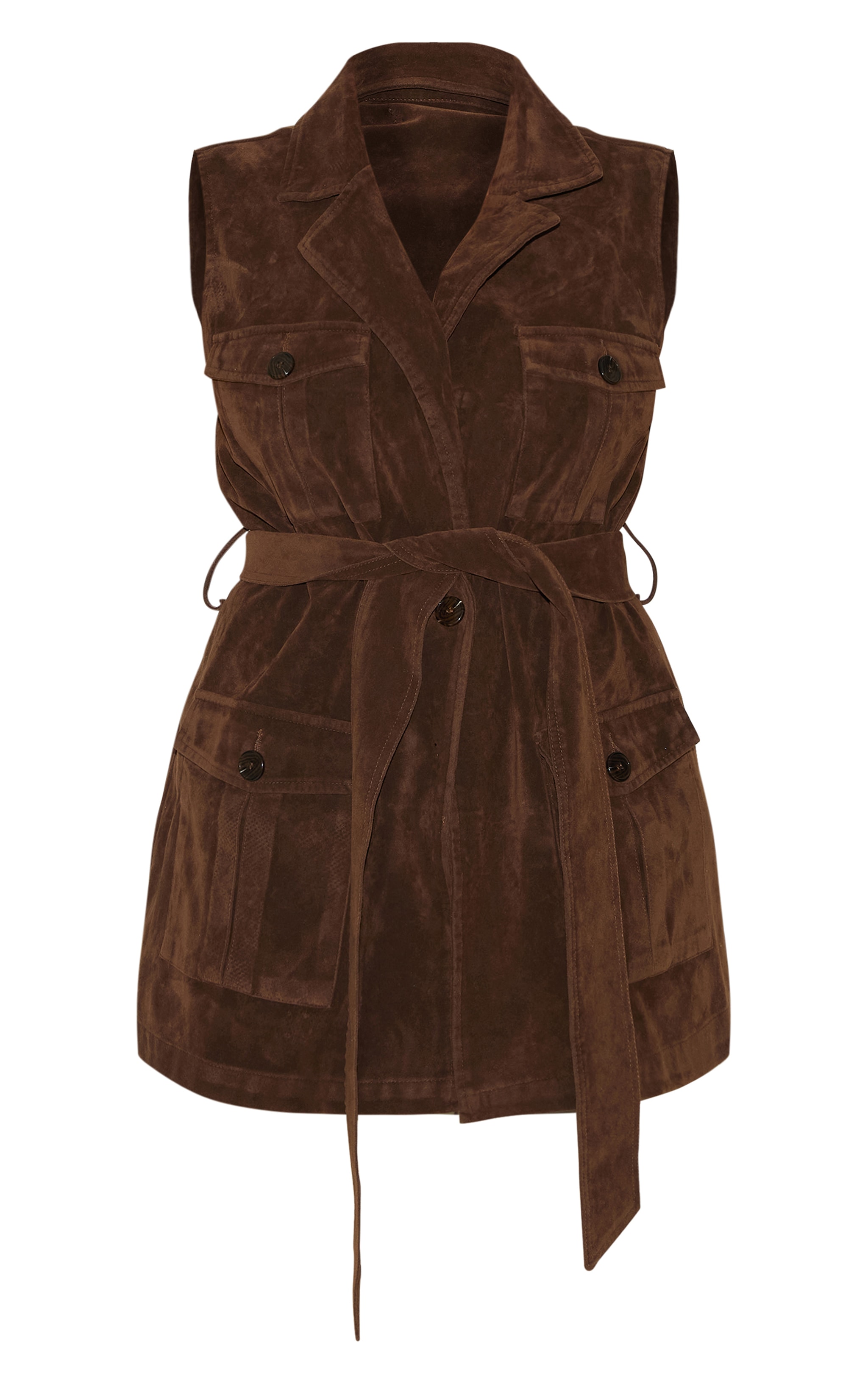 Plus Brown Longline Belted Utility Jacket | Plus Size