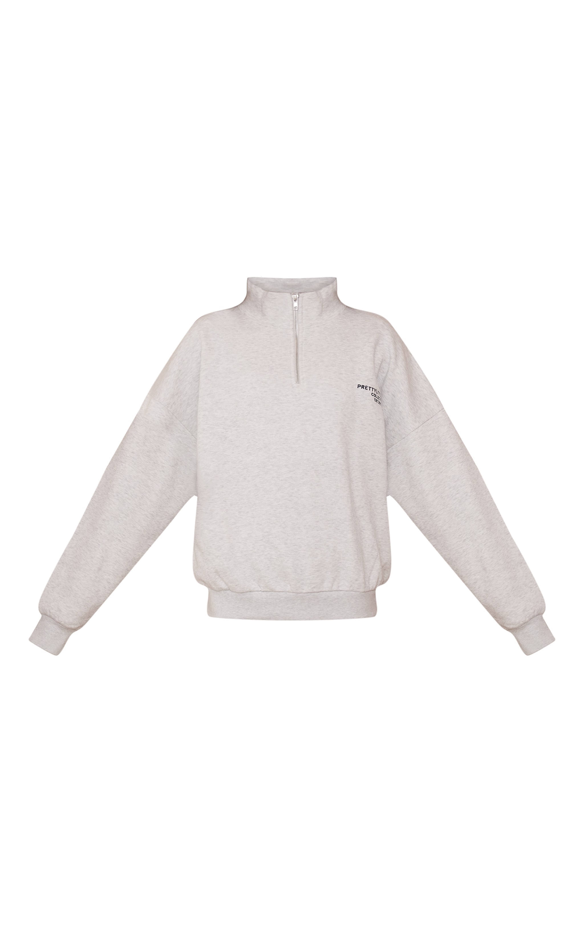 Ash Grey Prettylittlething Print Zip Front Hoodie image 5
