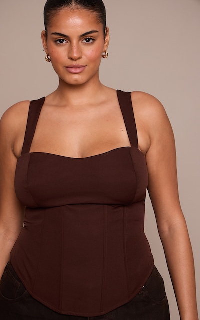 Plus Chocolate Curved Hem Corset