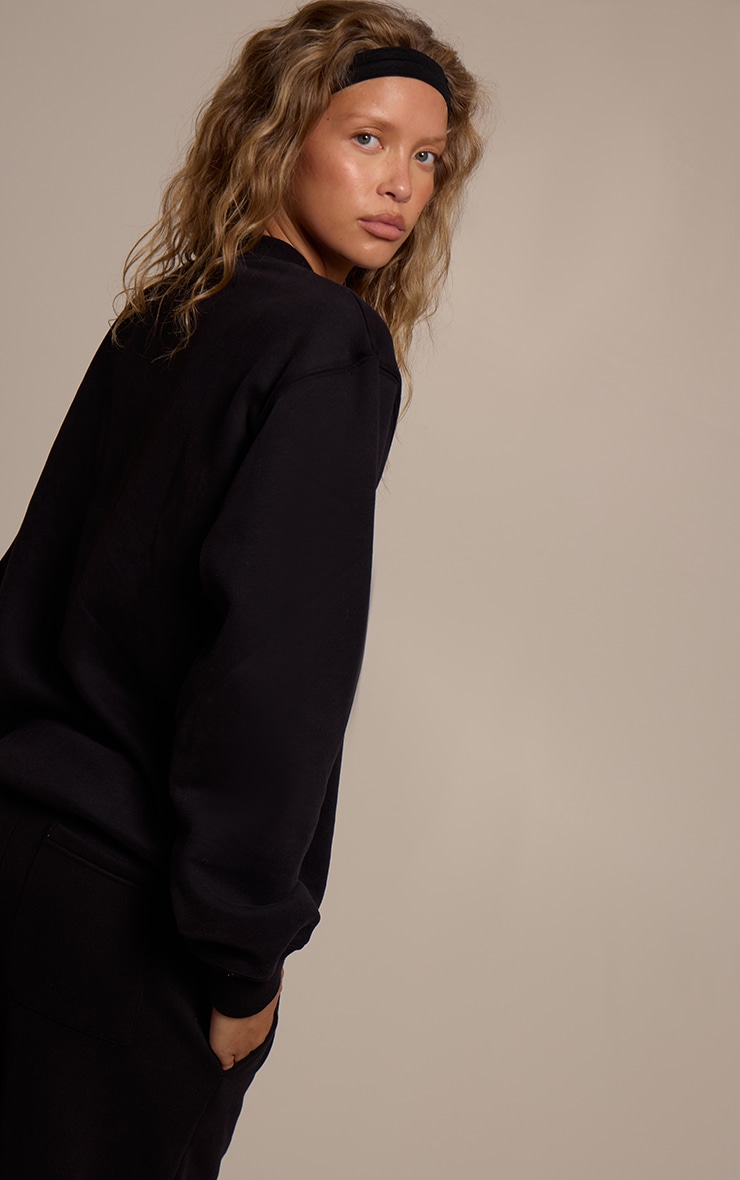 Sweat pullover en coton polaire noir image 2