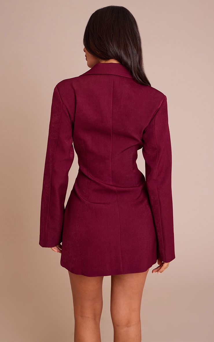 Petite Robe blazer ajustée rouge profond à agrafes et oeillets image 2