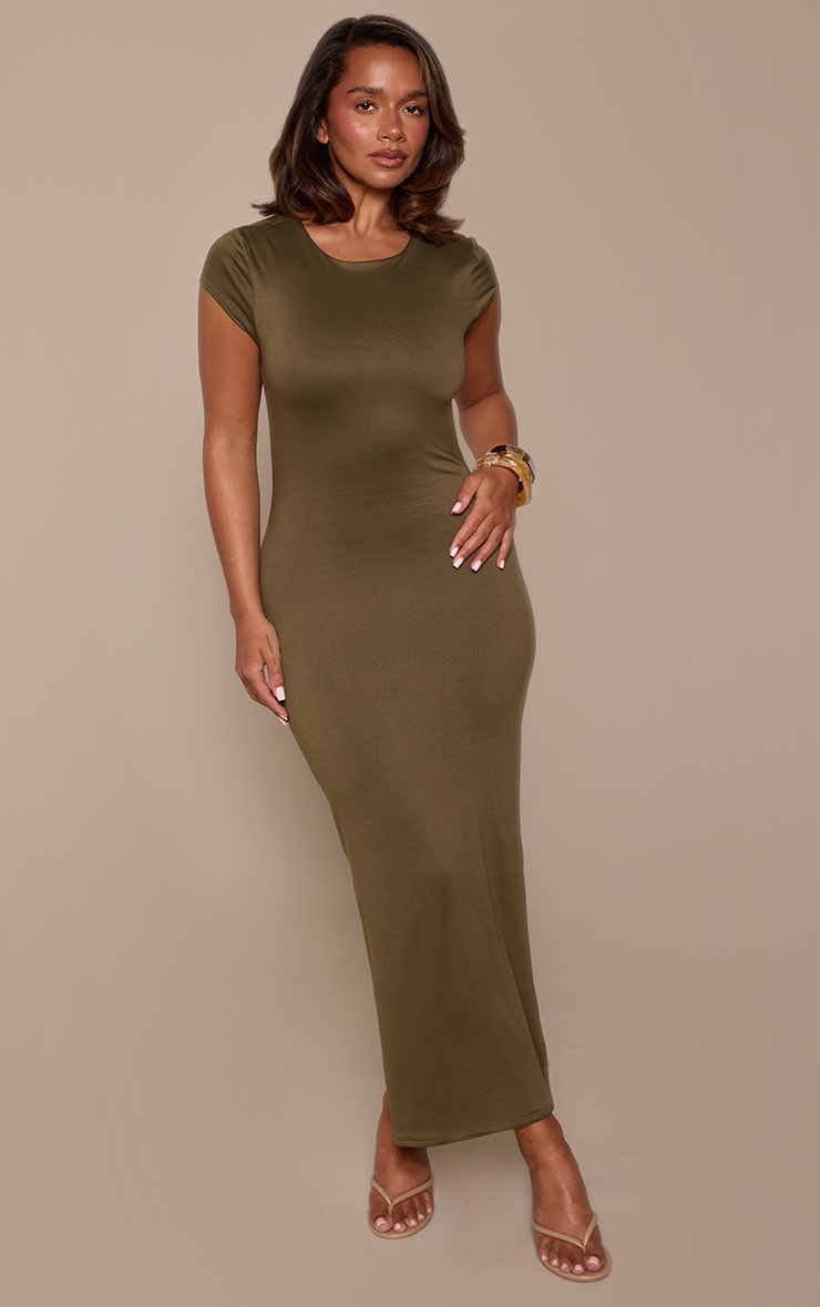 Shape Olive Crew Neck Cut Out Back Midi Dress