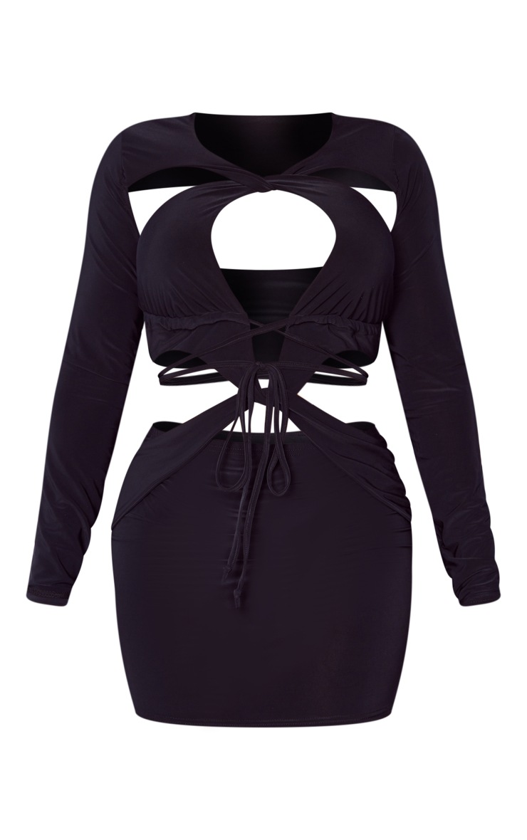 【suzen】Polyna cut-out strap dress Shape Black Slinky Cut Out Strap Bodycon Dress | Shape