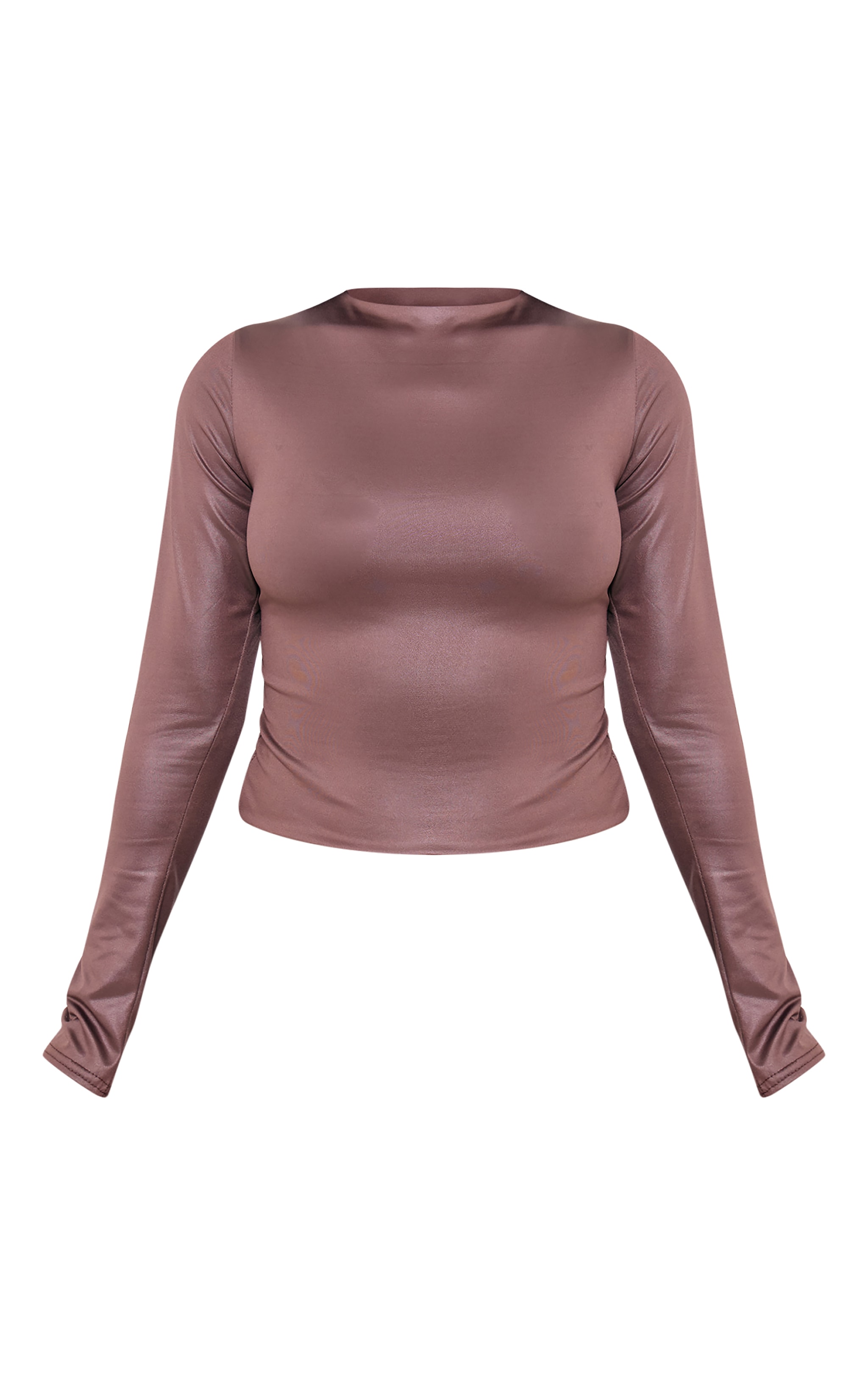 Brown Slinky Lace Back Long Top image 5
