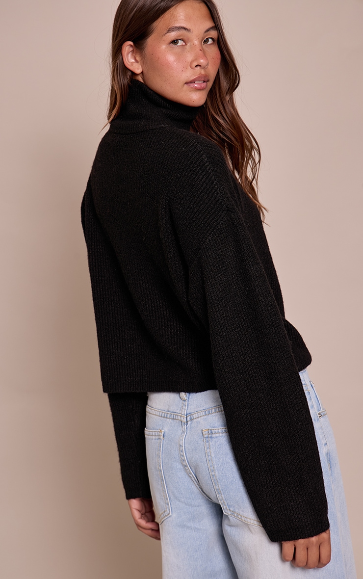 Black Half Zip Soft Knit Jumper image 2