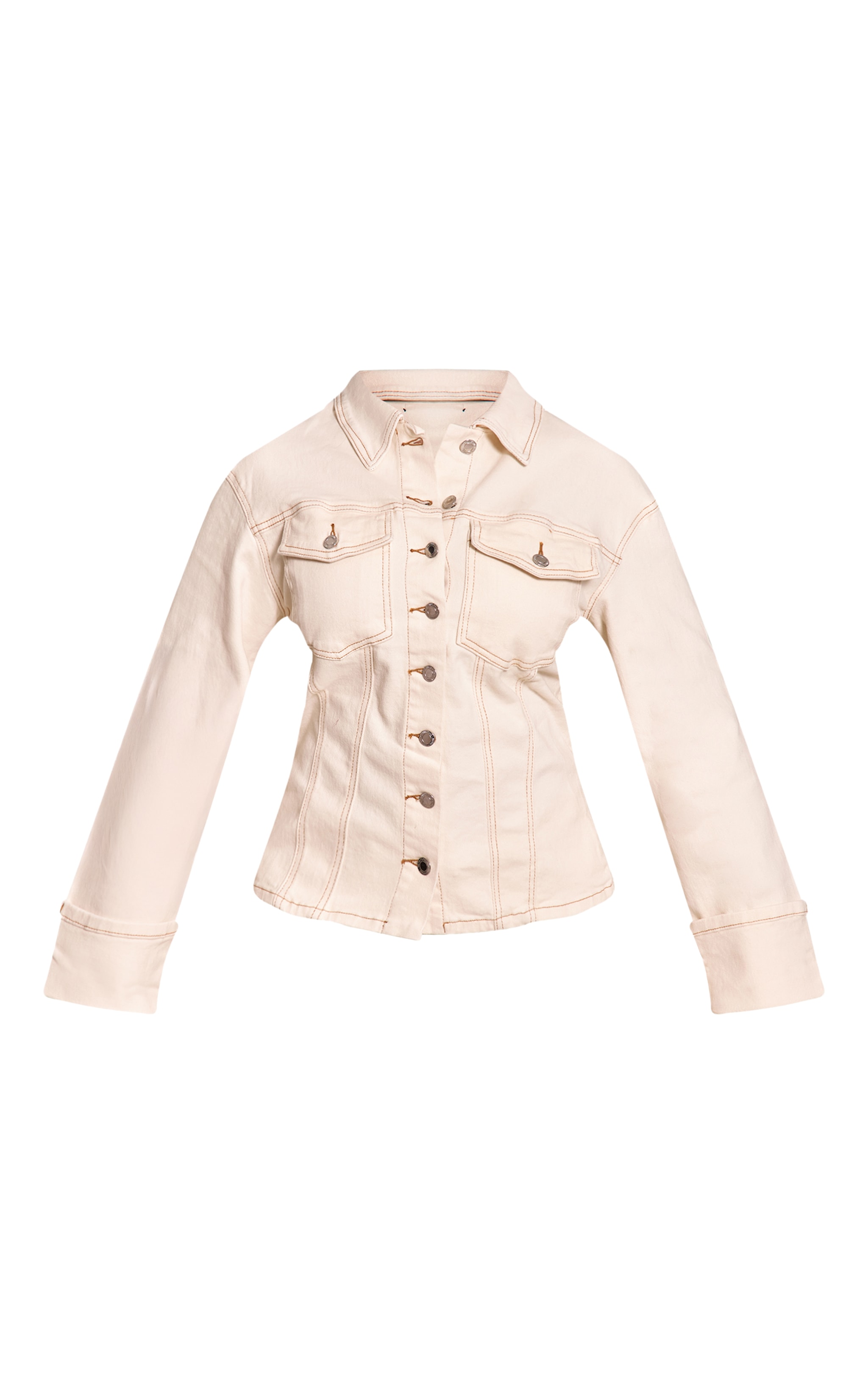 Shape ecru Stretch Denim Turn Up Sleeve Adjustable Back Jacket image 5