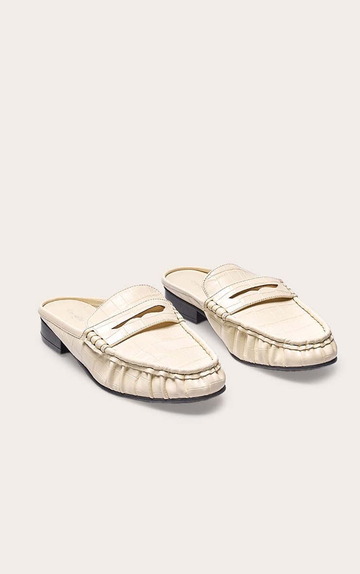 Cream Croc Loafer Mule image 3