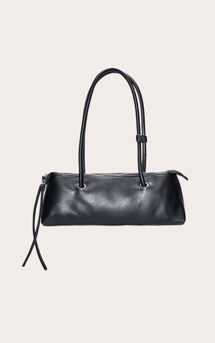 Black Elongated Handle Shoulder Bag image 2