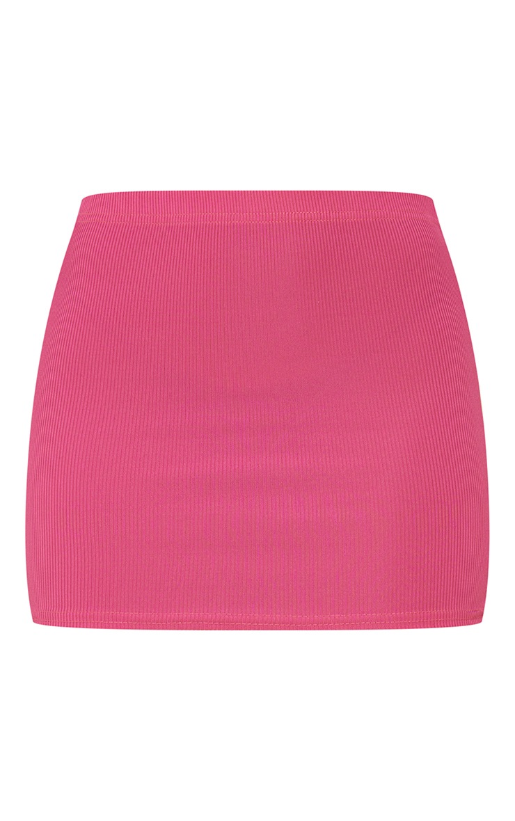 Hot Pink Basic Rib Micro Mini Skirt image 6