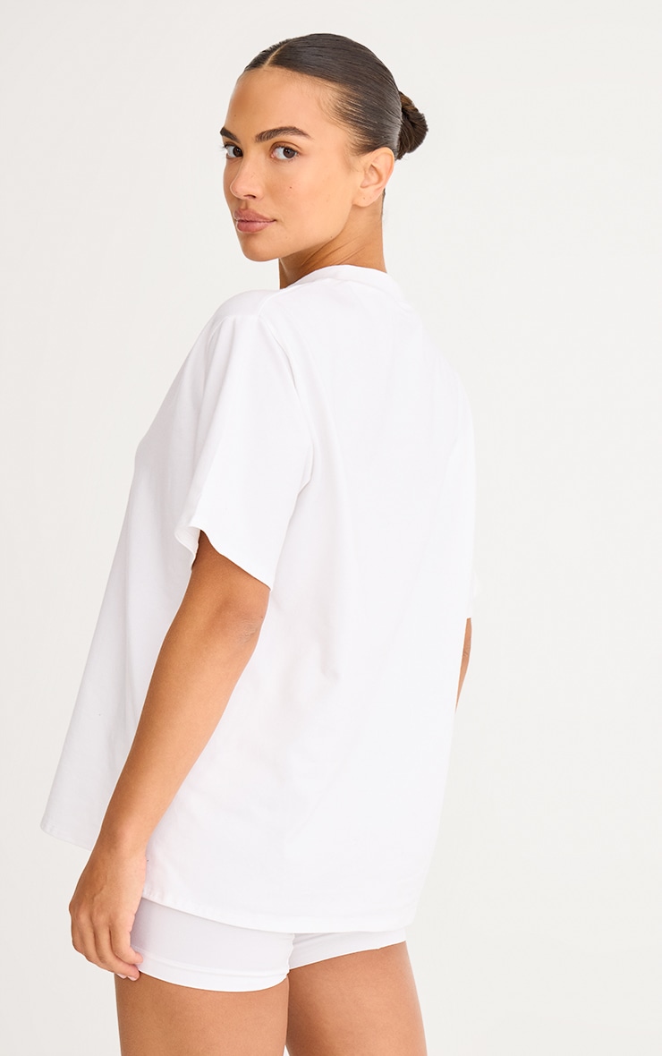 White Cotton Basic Oversized T-shirt image 2