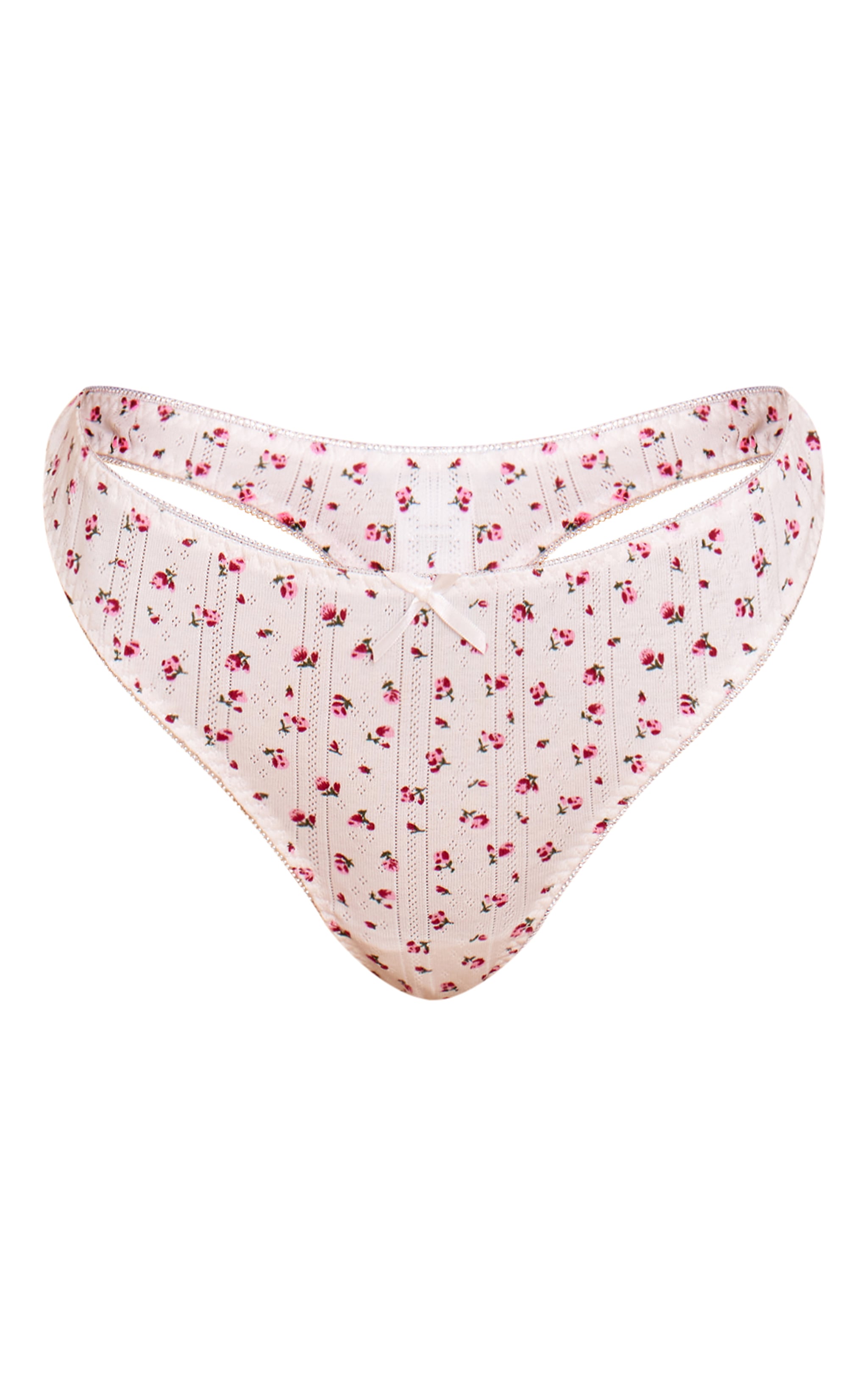 White Ditsy Pointelle Thong image 5