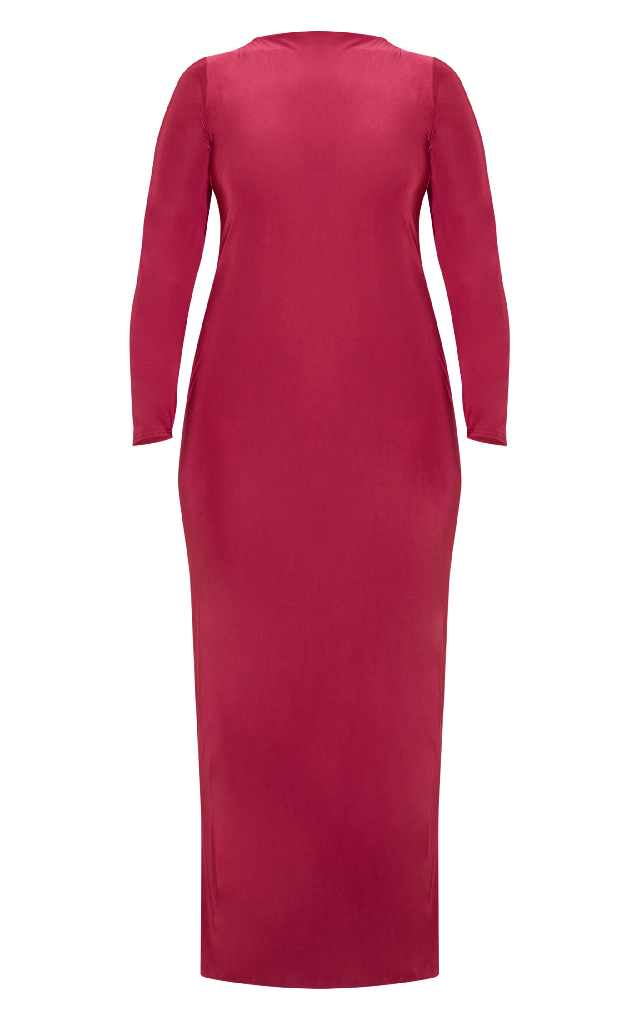 Plus Wine Double Layer Slinky Flared Sleeve Midaxi Dress image 5