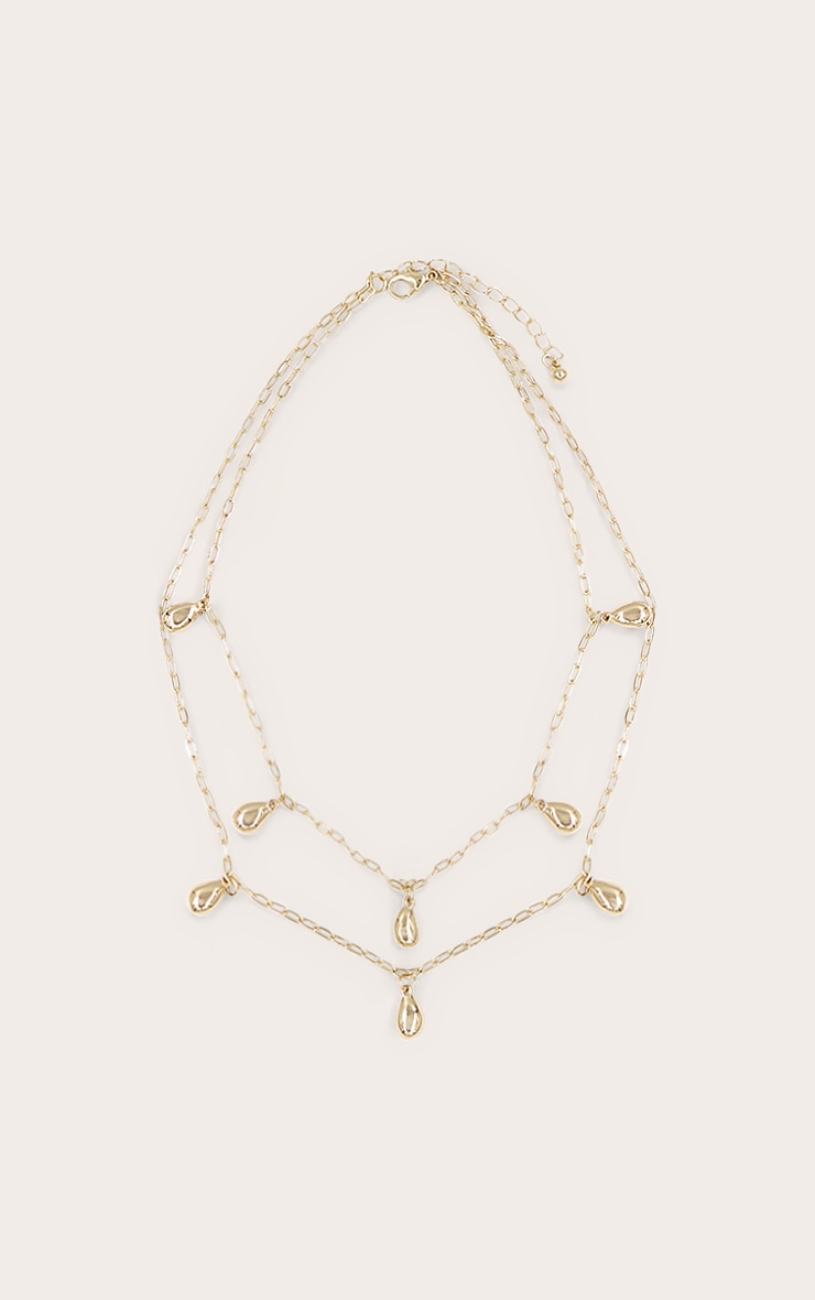 Gold Tear Drop Layered Necklace image 2