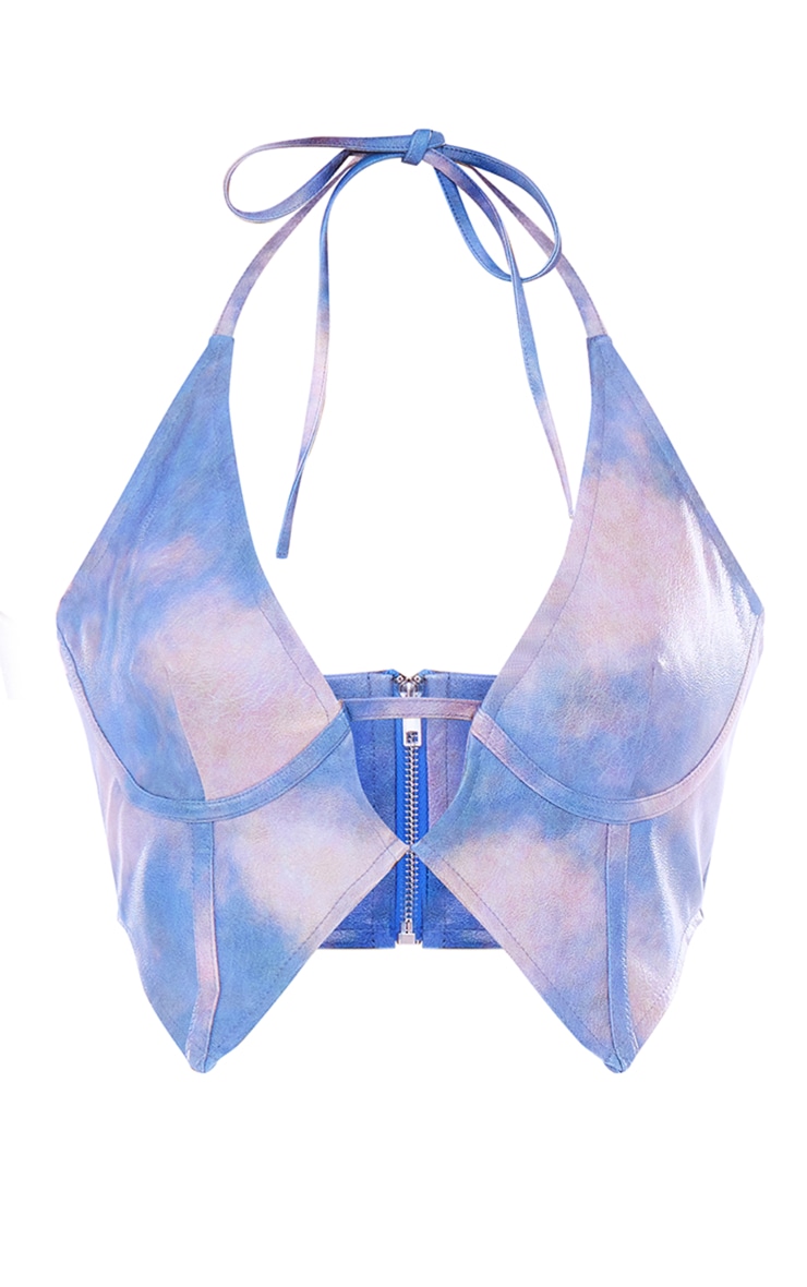 Crop top en PU tie & dye bleu image 5