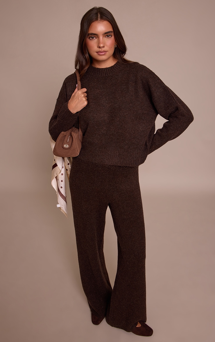 Chocolate Wide Leg Knitted Trousers