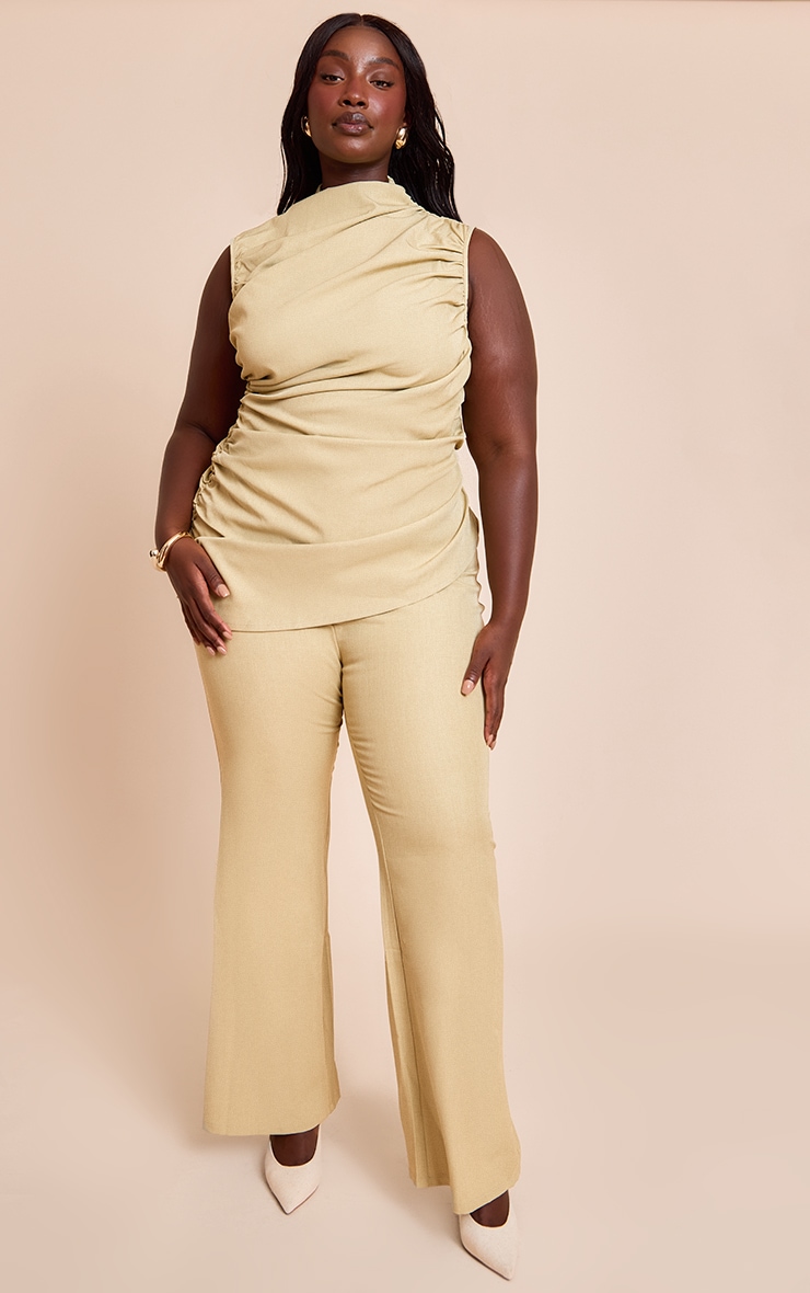 Plus Green Tailored  Asymmetric Ruched  Top image 3