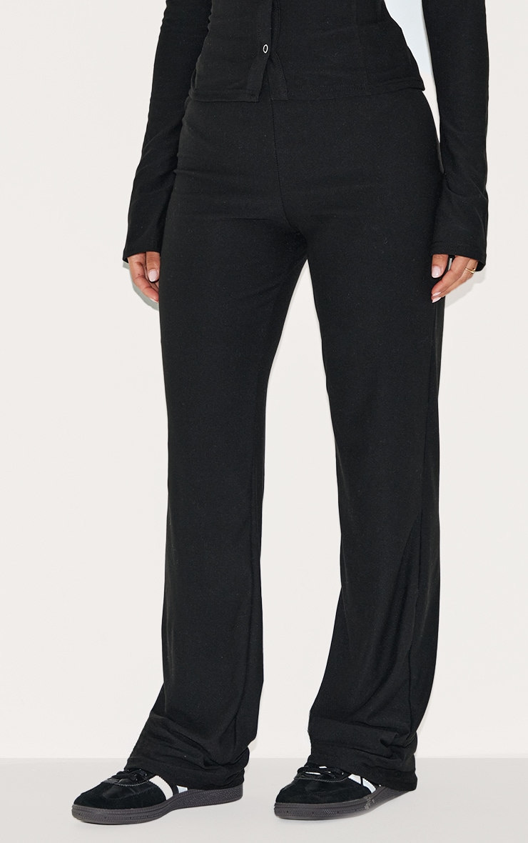 Petite Black Soft Touch Straight Leg Pants image 2