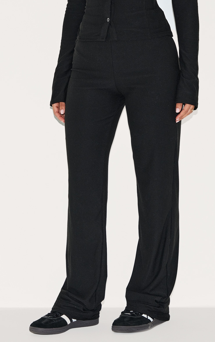 Petite Black Soft Touch Straight Leg Trousers image 2