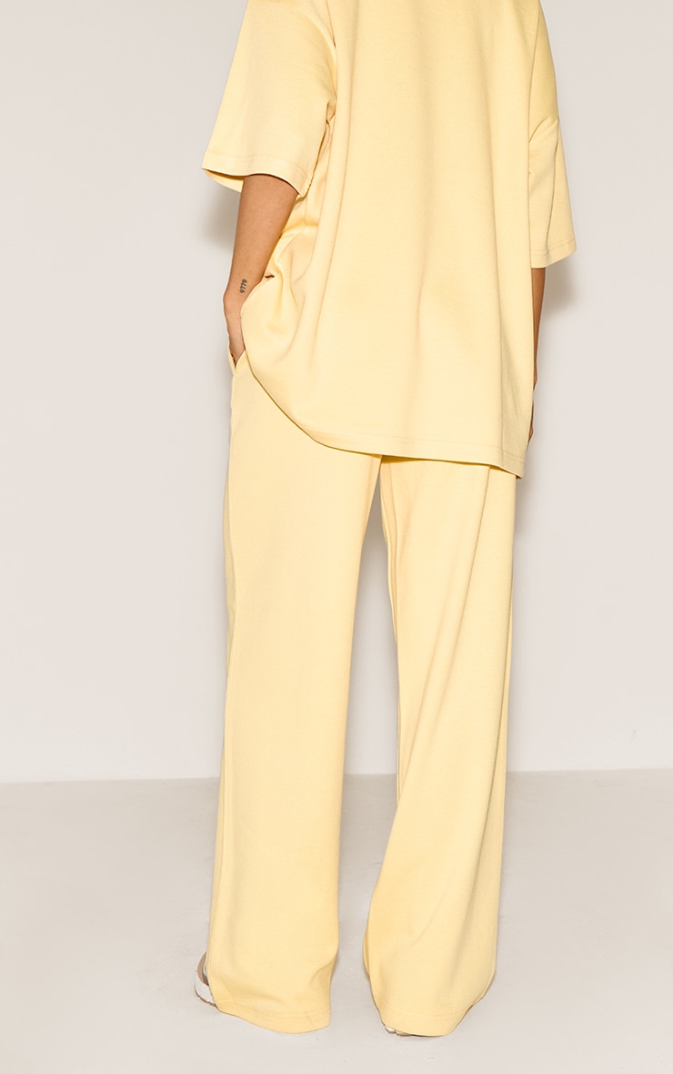 Butter Yellow Jersey Mid Rise Wide Leg Pant image 3