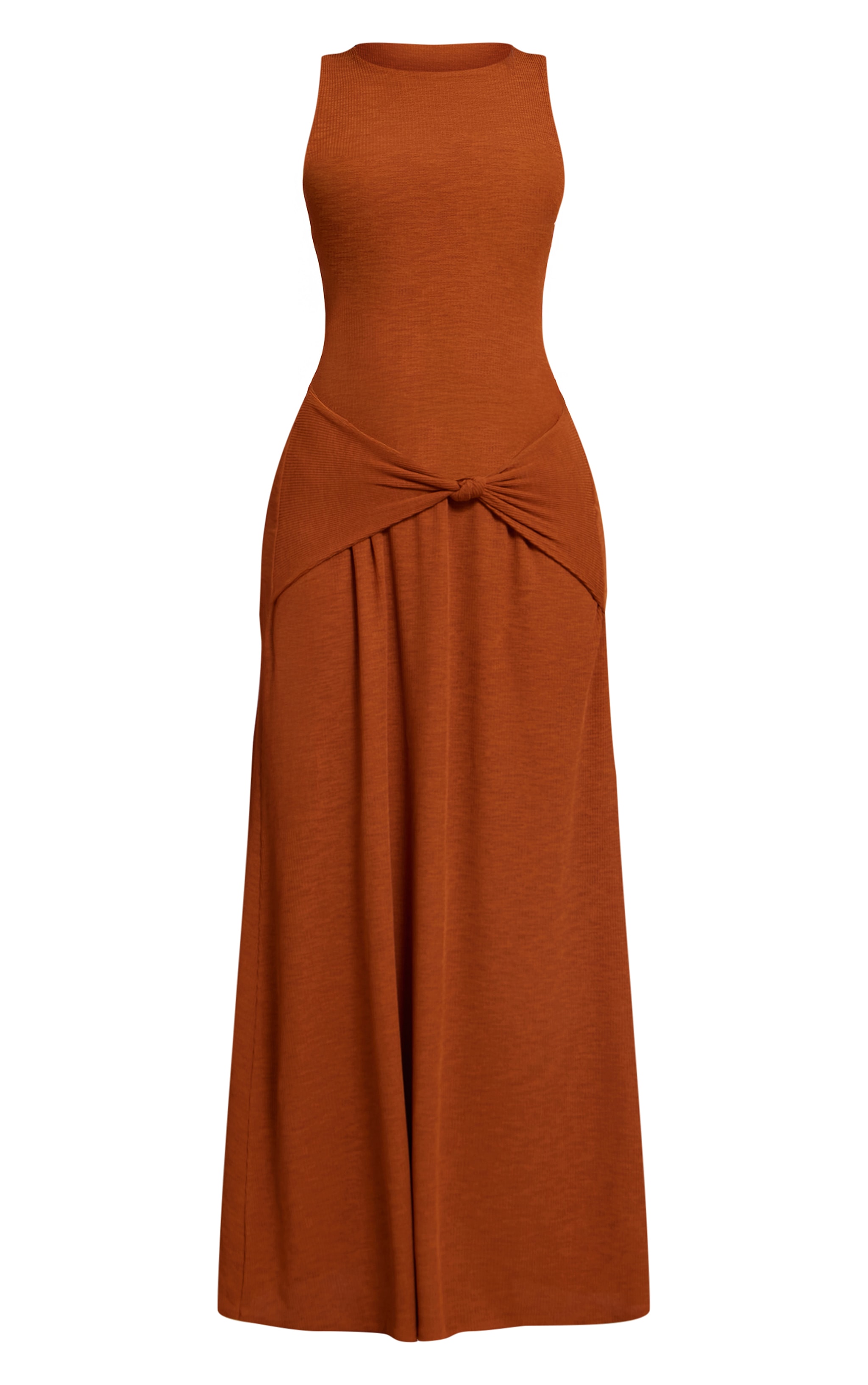 Petite Rust Tie Front Sheer Maxi Dress image 5