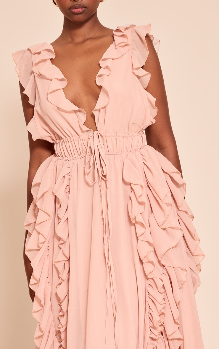 Blush Extreme Frill Detail Maxi Dress image 4