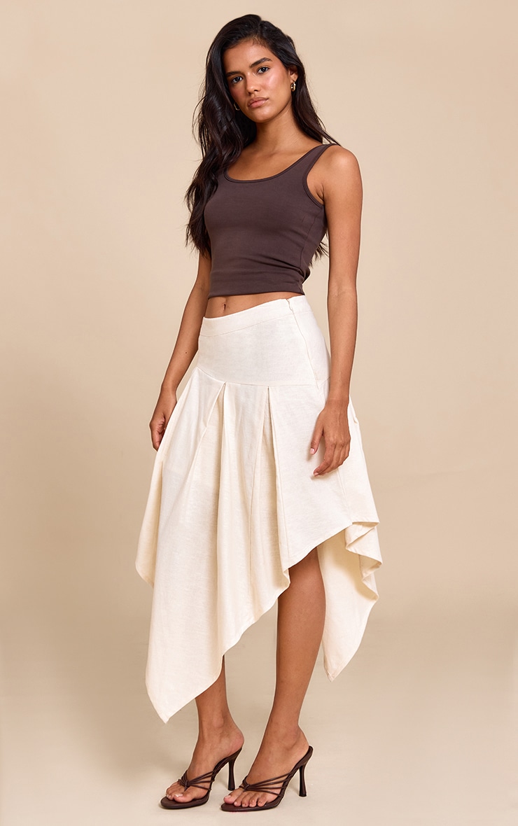 Natural Cotton Asymmetric Hanky Hem Midi Skirt image 4