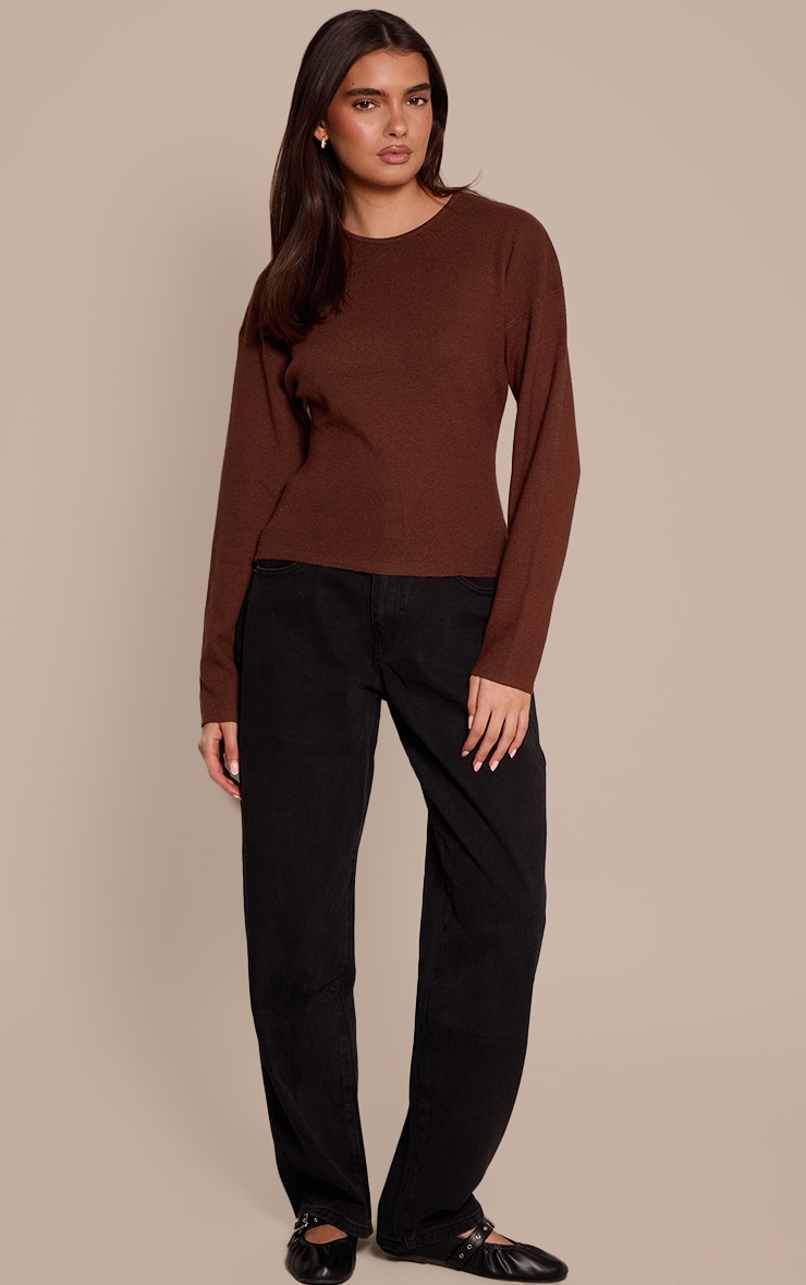 Chocolate Cocoon Sleeve Cinched Long Sleeve T Shirt  image 3